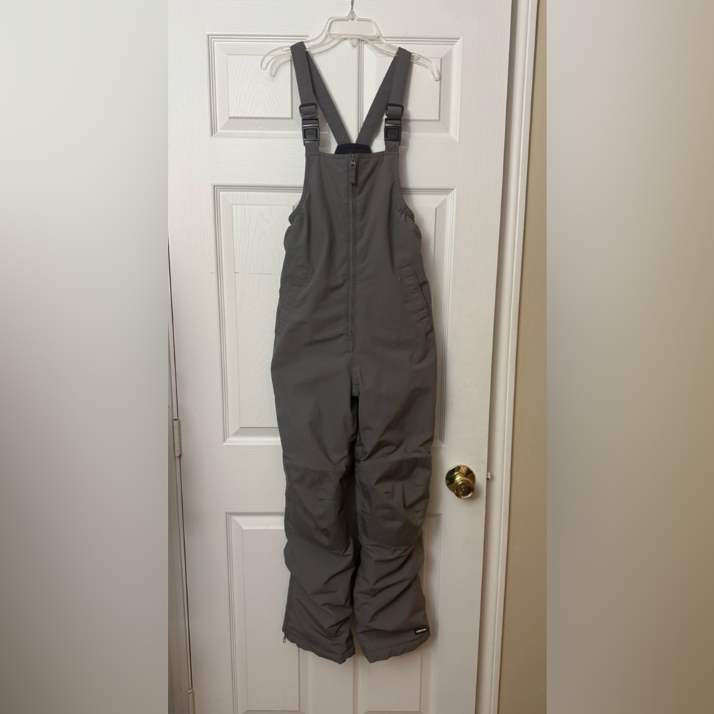 Lands End Squall Insulated Ski Snow Bibs Gray Boys Girls sz 12